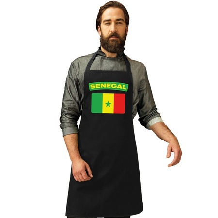 Senegalese vlag keukenschort/ barbecueschort zwart heren en dames