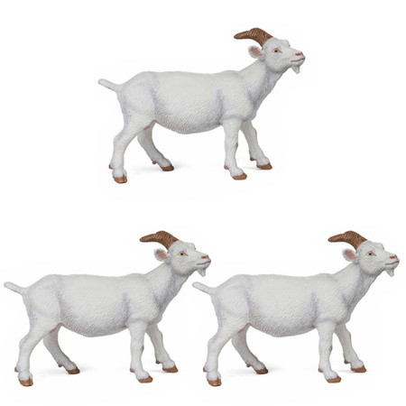 Set van 3x stuks witte geiten speel diertje van 9 cm
