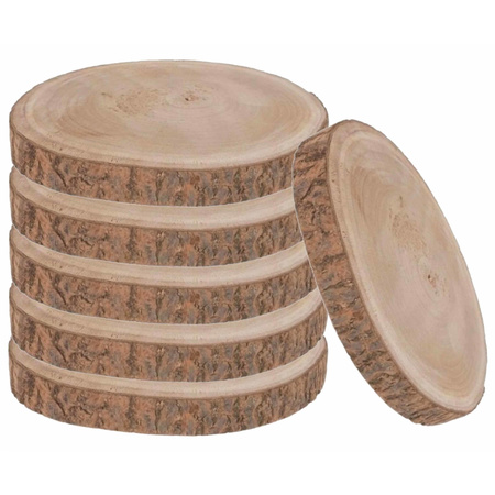Set van 6x stuks ronde houten schijf kaars onderborden/kaarsenborden 30 x 3 cm