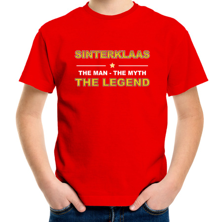The man, The myth the legend Sinterklaas t-shirt rood voor kinderen