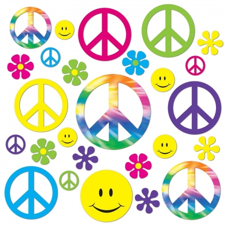 Sixties Hippie Flower Power peace wand decoraties 42 delig