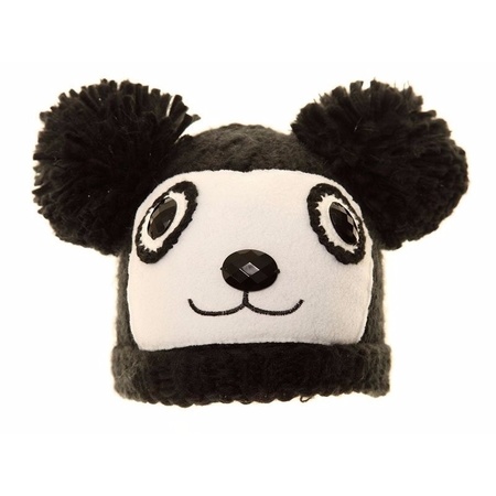 Ski hat black bear with ears for kids