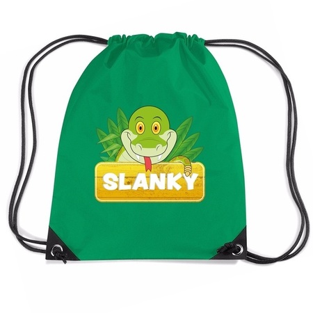 Slanky de Slang trekkoord rugzak / gymtas groen voor kinderen