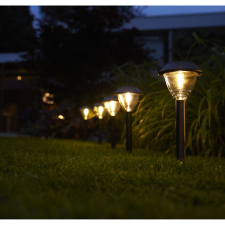 Solar tuinlamp - 1x - antraciet grijs - LED Softtone effect - oplaadbaar - D11,5 x H40 cm