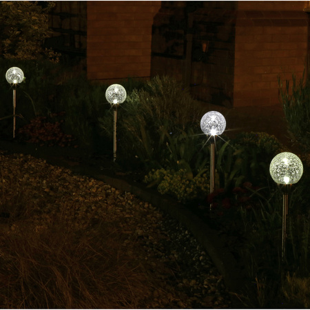 Solar tuinlamp - 1x - RVS - LED Softtone effect - oplaadbaar - D12 x H55 cm