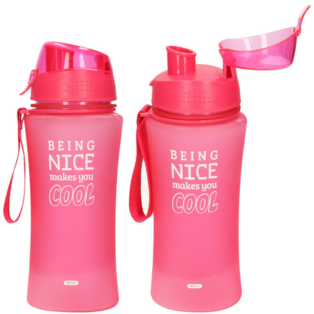 Sport Bidon drinkfles/waterfles - 2x - Being Nice - roze - Kunststof - 480 ml