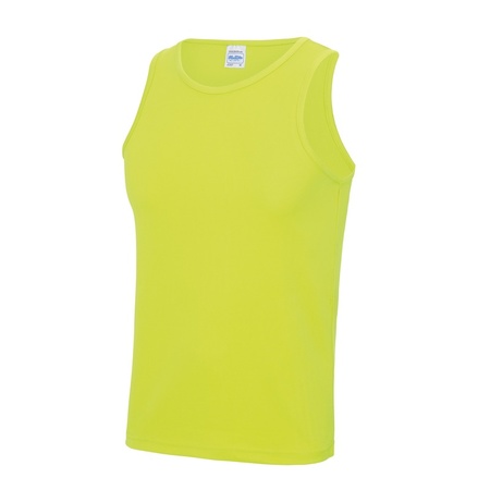 Sportkleding sneldrogende mouwloze shirts neon geel voor mannen/heren