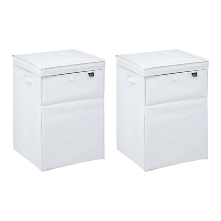 5Five Laundry basket - 2x - white - 65 liters - 36 x 36 x 55 cm - with lid