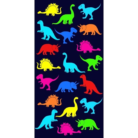Badlaken dinosaurus print Dino voor kinderen blauw 70 x 140 cm