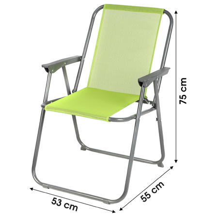 Sunnydays Picnic camping/strand stoel - aluminium - inklapbaar - groen - L53 x B55 x H75 cm