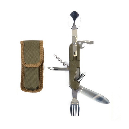 Survival cutlery with lamp