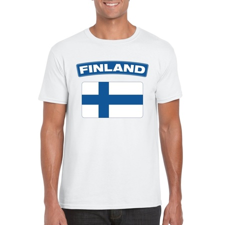T-shirt Finse vlag wit heren