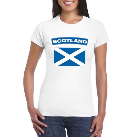 T-shirt Schotse vlag wit dames