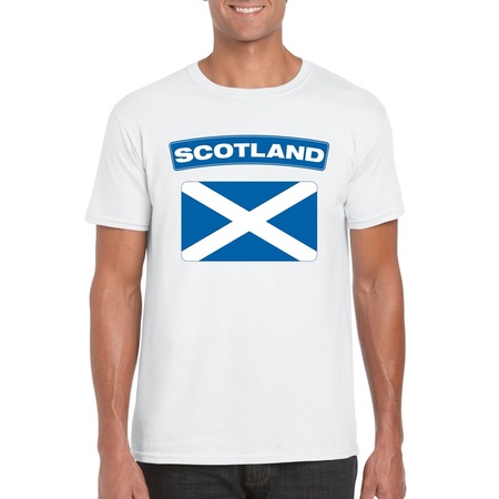 T-shirt Schotse vlag wit heren