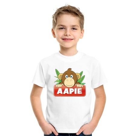 Aapie the monkey t-shirt white for children
