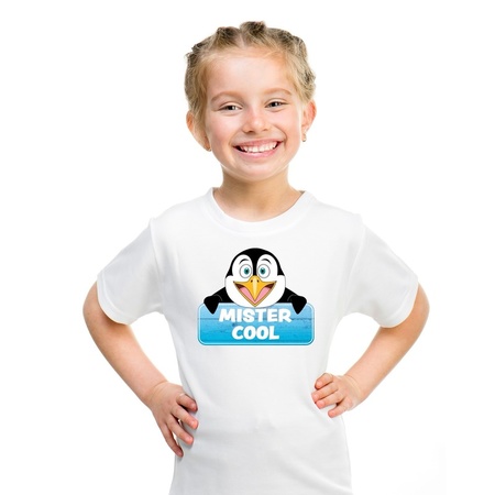 Pinguin dieren t-shirt wit voor kinderen