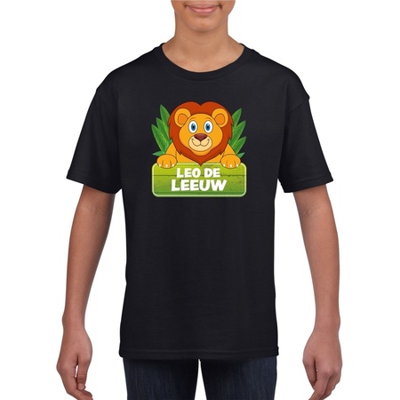Leeuwen dieren t-shirt zwart voor kinderen