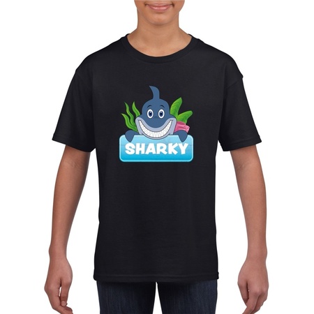 Haaien dieren t-shirt zwart voor kinderen