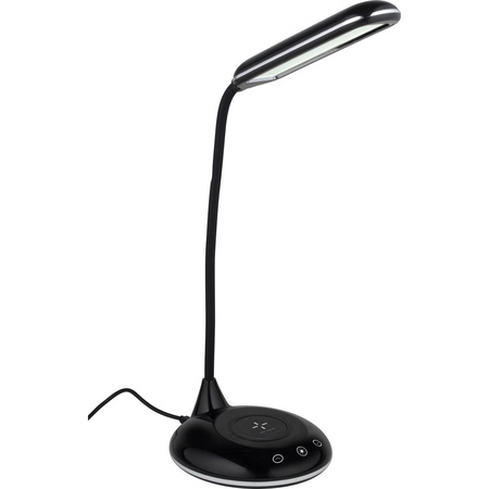 Tafellamp/bureaulampje USB LED zwart met draadloze oplader 48 cm