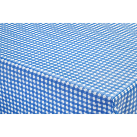 Oilcloth/tablecloth blue/white checked 140 x 300 cm