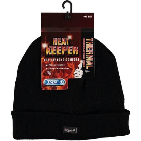 Thermo heat hat/beanie black for men water/windproof