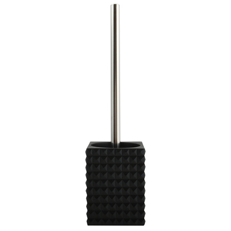 MSV Toiletborstel houder Kubik - kunststeen - zwart/zilver - 37 cm