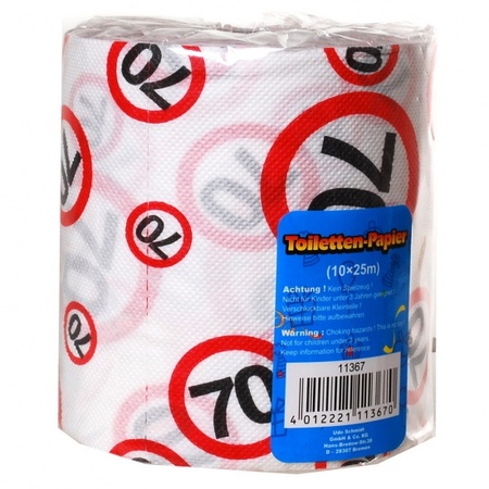Toiletpaper rolls 70 years with traffic signs