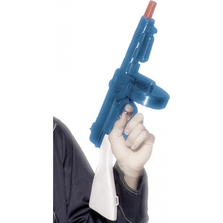 Tommy gun geweer met geluid - blauw - kunststof - 49 cm