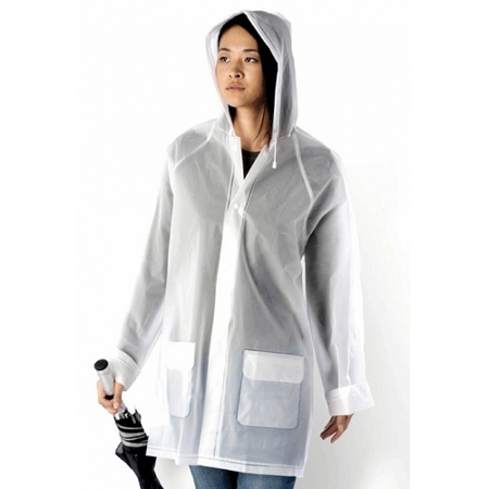 Transparent hooded raincoat 