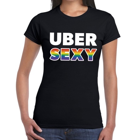 Gay pride Uber sexy shirt zwart dames