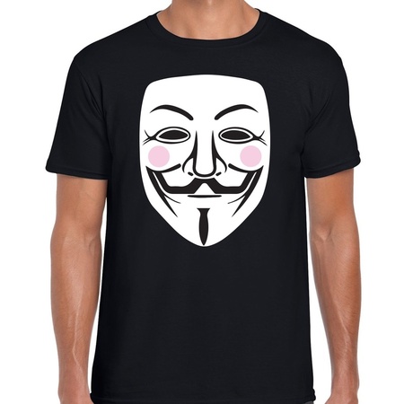 Zwart t-shirt met Vendetta / anonymous bedrukking voor heren