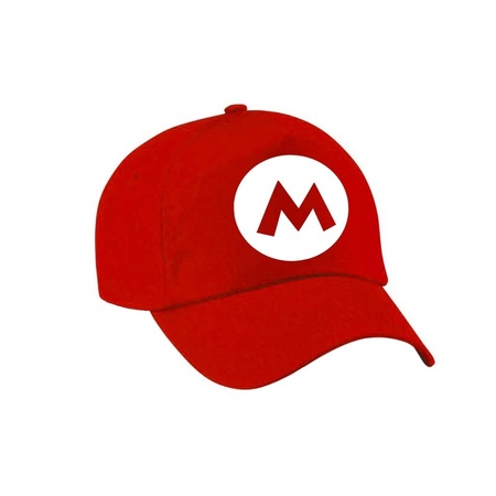 Verkleed pet / carnaval pet Mario rood voor dames en heren