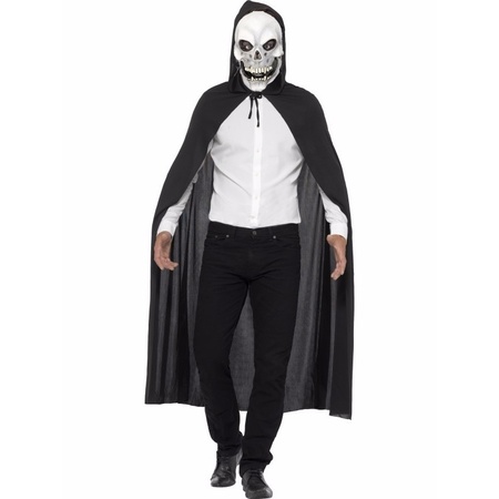 Skelet verkleedkleding cape met masker