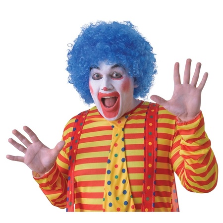 Verkleed clown pruik blauw voor volwassenen