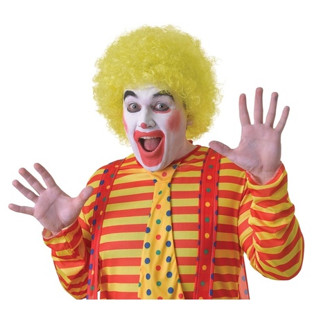 Verkleed clown pruik geel voor volwassenen