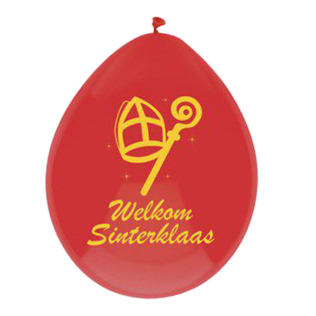 Welkom Sinterklaas ballonnen - 18x - geel/rood