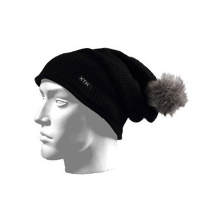 Winter cap black with fluff ball