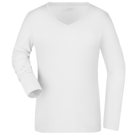 Witte dames stretch shirts lange mouw