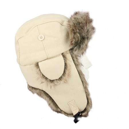 Canvas furcoated snow hats white