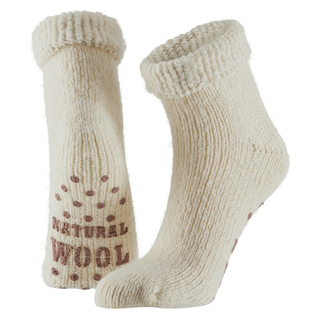 Wool homesocks anti-slip for girls size 23-26 white