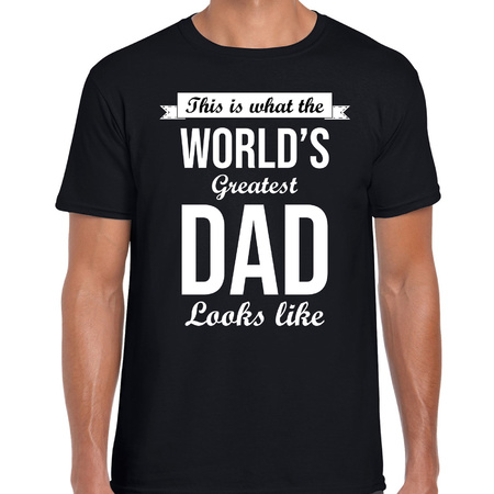 Worlds greatest dad kado shirt voor vaderdag / verjaardag zwart heren