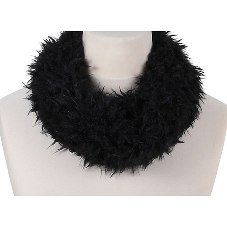 Zwart fleece ronde col sjaal voor volwassenen