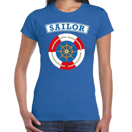 Zeeman/sailor carnaval verkleed shirt blauw voor dames