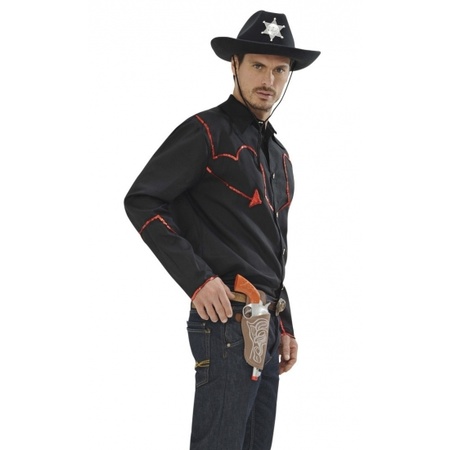 Country cowboy overhemd met rode glitters voor heren