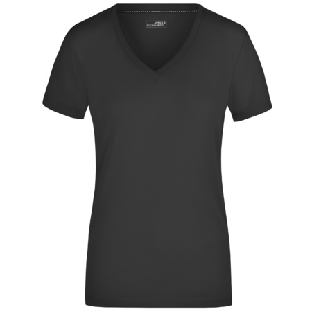 Zwarte dames t-shirts met V-hals