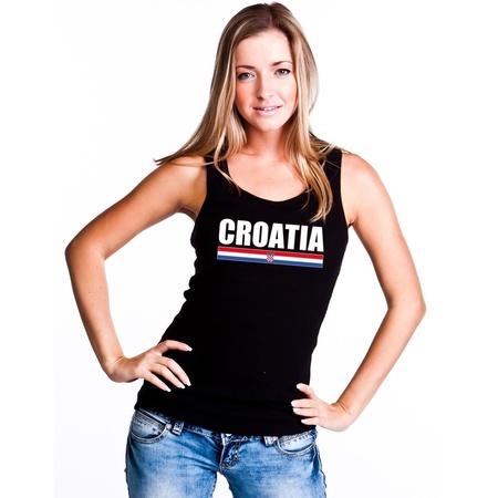 Kroatie supporter mouwloos shirt/ tanktop zwart dames