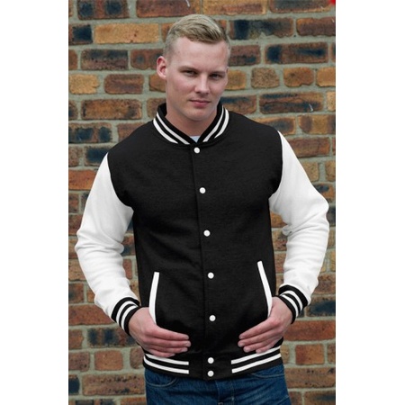 Black and white college jacket for men