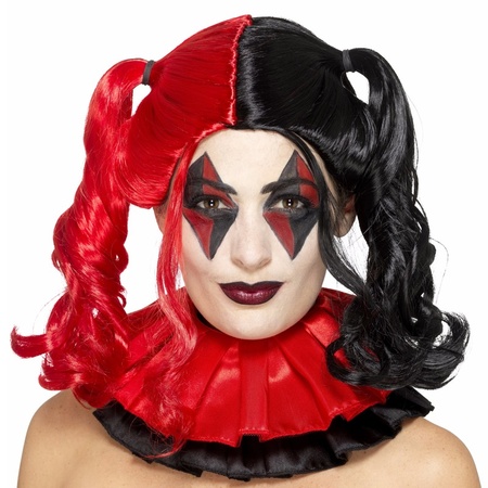 Black/Red Harley look-a-like ladies wig with bunches