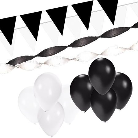 Zwart en Wit feestartikelen decoratie pakket XL