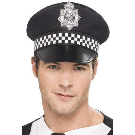 Black police hat for adults